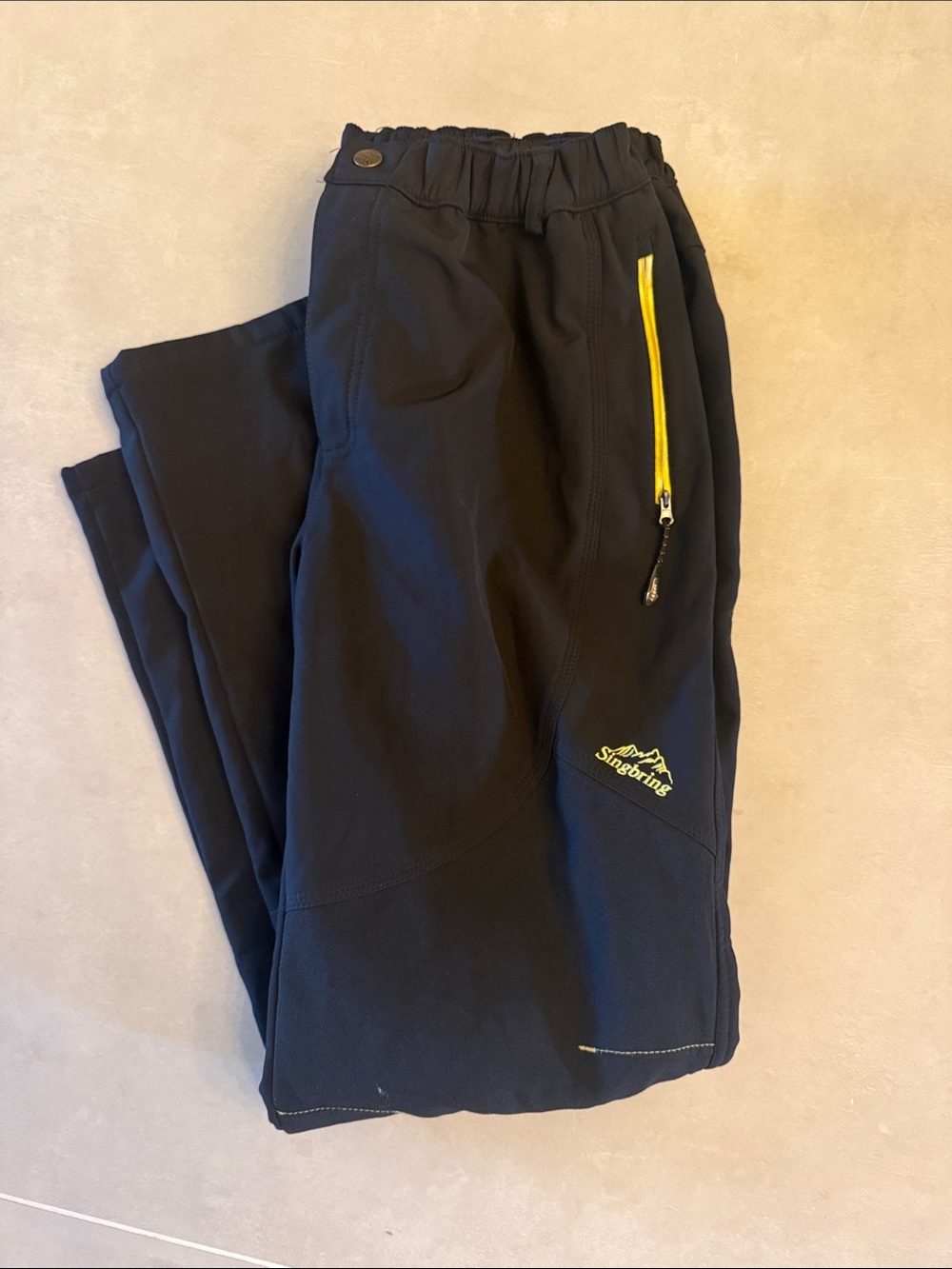 Men’s Black Outdoor/Ski Softshell Pants with Yellow Zip